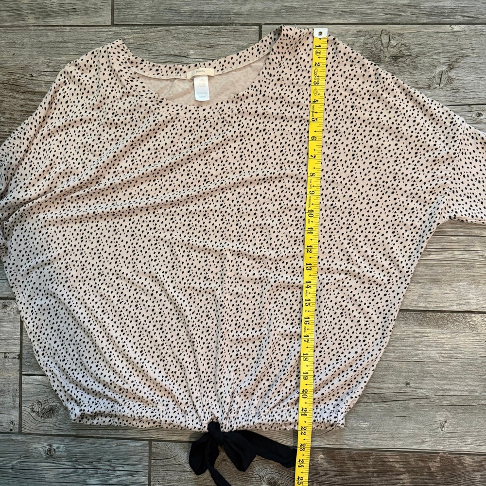 Eberjey Womens XS Tan Black Speckled Modal Long Sleeve Tie Hem Top Loungewear - Picture 7 of 8